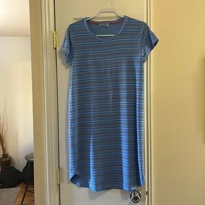 Fresh Produce blue striped, below the knee dress